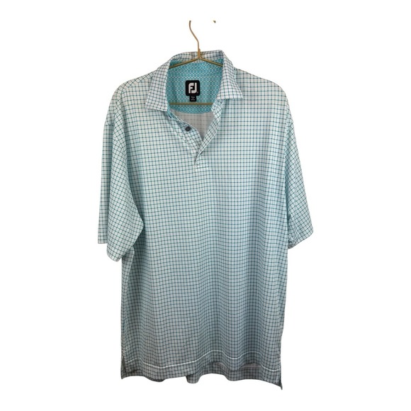 Foot Joy Grid Blue White Polo Shirt Size Large - Picture 1 of 9